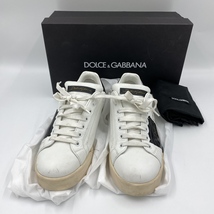 ko0512/19/77 DOLCE＆GABBANA ドルチェアンドガッバーナ ロゴプリント スニーカー 白 CS1558 表記サイズ7 25.5-26cm目安_画像1