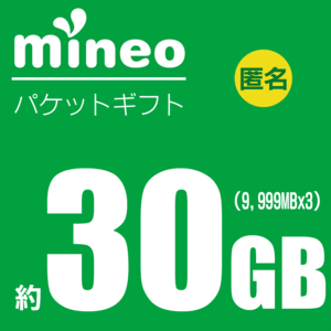 【匿名・即決あり】mineo マイネオ パケットギフト 約30GB　パケギフ　取引ナビ通知