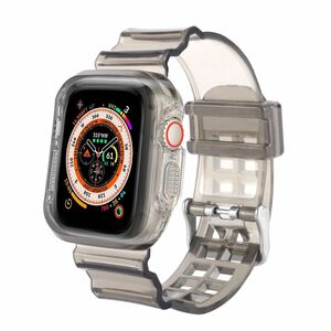 アップルウォッチ 一体型 クリアバンド ケース カバーベルト 49mm 透明 Apple Watch