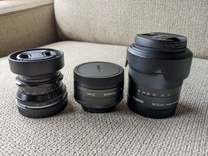 EF-M Canon キヤノン レンズ ３本セット 22mm F2 STM ＋ 18-55mm f3.5-5.6 IS STM ＋七工匠 7Artisans 35mm F1.2 可変ND プロテクター