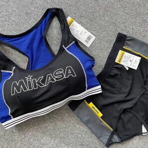 MIKASA スポーツブラ ショーツ セット　Mサイズ：ブルー/ブラック