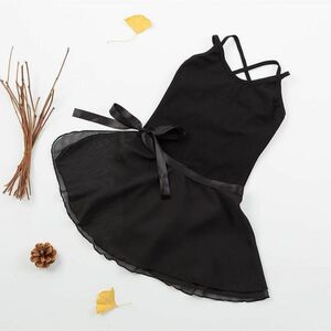 150 レオタード　黒　キッズ　スカート付き　バレエ　新品　子供用　リボン