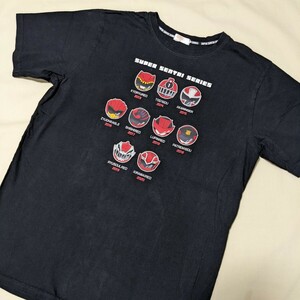 ☆PE48 BANDAI APPAREL バンダイアパレル スーパー戦隊 メンズ LL XL 半袖 Tシャツ カットソー 黒 クルーネック 歴代 シリーズ レッド