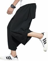 サルエル パンツ　XLサイズ　レディース メンズ ワイド ガウチョワイドパンツ カジュアル 短パン ズボン 袴パンツ_画像3