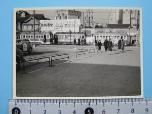 (J53)204 写真 古写真 電車 鉄道 鉄道写真 仙台 仙台市電 路面電車 昭和34年3月21日 仙台駅前 はがれた跡が薄くなっています