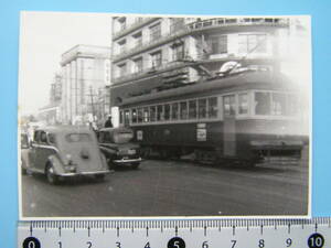 (J53)224 写真 古写真 電車 鉄道 鉄道写真 都電 東京都電 昭和20年代 路面電車 はがれた跡が薄くなっています
