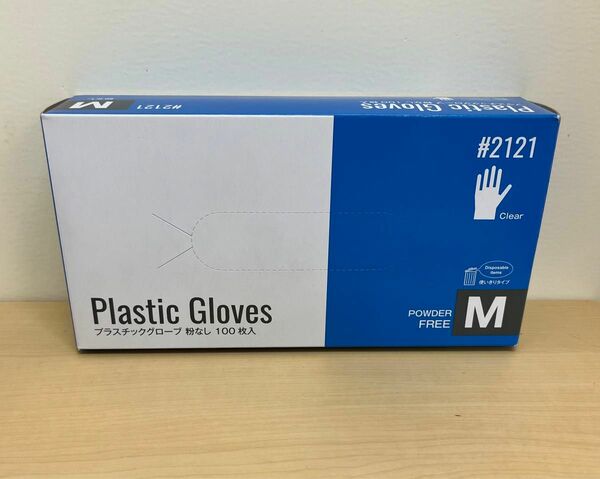 プラスチックグローブMサイズ　100枚　粉なし　使い捨て手袋M