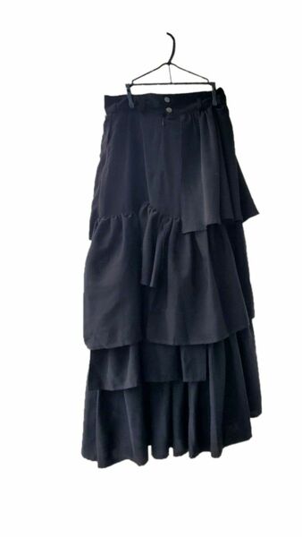 foufou black satin volume tiered skirt スカート フーフー ティアードスカート