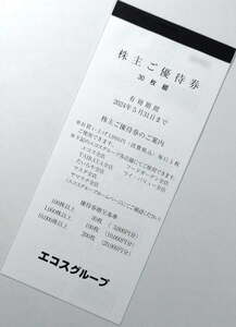 エコスグループ◆株主優待券 3000円分◆100円券×30枚◆エコス、TAIRAYA、ワイ・バリュー、マスダ、他◆匿名配送対応