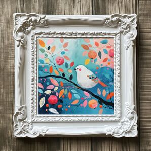 匿名配送 スクエアアート 13×13cm B5 小鳥 インテリア 小物 雑貨 絵画 オシャレなフォト プレゼント ギフト