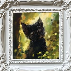 匿名配送 スクエアアート 13×13cm B5 黒猫 インテリア 小物 雑貨 絵画 オシャレなフォト プレゼント ギフト