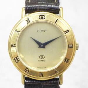 01 07-595237-11 [Y] GUCCI グッチ 腕時計 3000L クォーツ レディース ゴールドカラー 札07