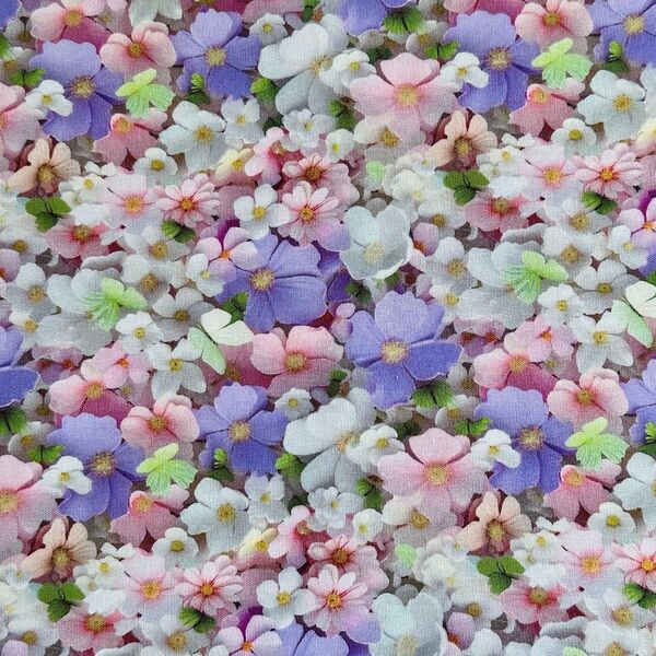 【本日限定】New110x1M☆鮮やかな紫陽花柄　綿100%シーチング生地