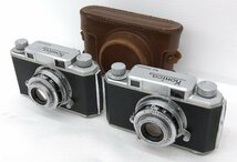 フィルムカメラ 2台セット コニカ KONICA 1 94084 100555 まとめ売り ケースおまけ シャッターOK 中古品 13×8×5.5cm アンティーク 骨董_画像1