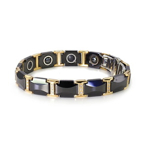  bracele ceramic germanium × magnet. magnetism bracele zirconia attaching ceramic × stainless steel black black gold color Gold 