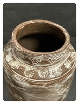 ● コレクター必見 銘入 花瓶 花入 鶴雲文様 高さ約23.5cm 陶器製 華道具 飾り 置物 工芸品 ma850_画像5