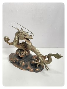 ● コレクター必見 鉄製 ドラゴン 龍 オブジェ 雲に乗った龍 金属工芸 飾り インテリア 雑貨 コレクション ma852