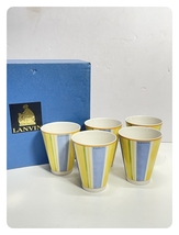 ● コレクター必見 未使用 LANVIN ランバン フリーカップ 5客 タンブラー コップ 高さ約10cm 茶器 陶器製 かわいい おしゃれ 元箱 ma911_画像1