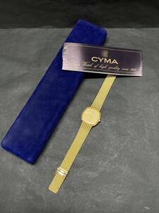 * collector worth seeing CYMA QUARTZ swiss Cima men's wristwatch Junk Gold color accessory collection case attaching M275