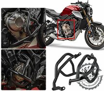 CB650R 2019-2023 ブラック エンジン ハイウェイ クラッシュ バー バンパー ガード プロテクター 左右適用車種 H.onda CB 650R CB 650 R_画像1