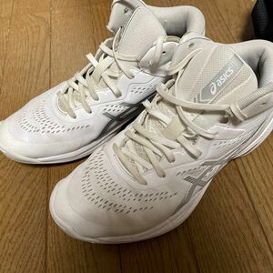 アシックス バッシュ　バスケ　gelhoop 部活　入門　初心者　バッシュケース付き　asics ホワイト　白　27cm