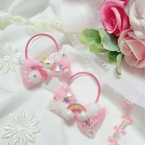 C-1 ユニコーン リボン ヘアゴム