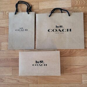 COACH ショップ紙袋 ギフト用箱+ビニール袋3点セット