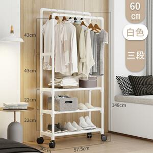  double paul (pole) hanger rack white with casters .3 step clothes white 