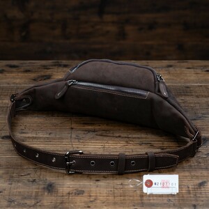 [ new goods ] original leather oil don back men's body bag belt bag Mini shoulder bag unused free shipping 1 jpy tea Brown rice field middle leather .