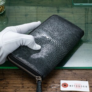 [ the truth thing photographing ] new goods silver abrasion men's stay n gray long wallet free shipping 1 jpy stingray ga Roo car ei round fastener original leather rice field middle leather .