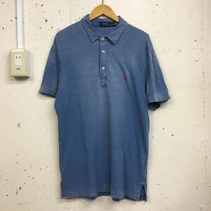 (k) Polo Ralph Lauren ポロ 半袖 ビンテージ ウォッシュ 鹿の子 ポロシャツ インディゴ サイズM ブルー 