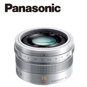 パナソニック Panasonic LEICA DG SUMMILUX 15mm F1.7 ASPH. ライカ 単焦点レンズ シルバー ミラーレス カメラ 中古
