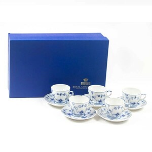 ROYAL COPENHAGEN ロイヤルコペンハーゲン ブルーフルーテッド カップ&ソーサー 5客セット 箱付き デンマーク製 #18476