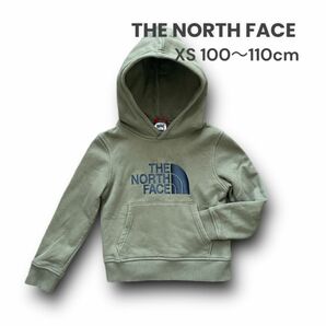 THE NORTH FACE ノースフェイス　キッズ　刺繍ロゴ　パーカー　長袖　カーキ　100〜110cm 裏起毛　XS