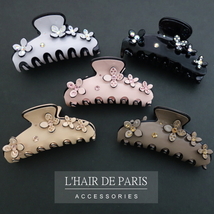 ★売上１位★新色入荷★■L'HAIR DE PARIS■上質■クリスタルフラワーお花ヘアクリップ■ネイビー紺■ローズ薔薇カメリア■ラインストーン_画像4