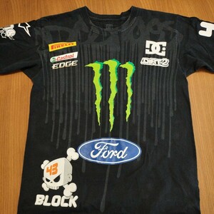 DC SHOES Ken Block DIRT2 Team モンスターエナジースポンサード 半袖 Tシャツ 黒 サイズS Ford PIRELLI Castrol　海外古着