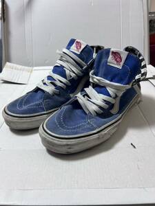 VANS バンズ　ハイカットスニーカー　ブルー　チェック柄　26.5cm 721356