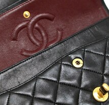 シャネル CHANEL マトラッセ23 ダブルフラップ チェーンショルダー バッグ ラムスキン 黒 G金具 【65177】_画像7