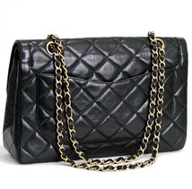 シャネル CHANEL マトラッセ28 パリ限定 Wフラップ チェーンショルダーバッグ ラムスキン 黒 G×SV金具 【65277】_画像2