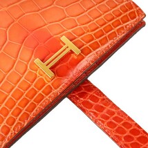 【広尾店】エルメス HERMES ベアンコンパクト クロコダイル アリゲーター ゼラニウム C刻印 G金具 【12951】_画像6