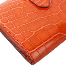 【広尾店】エルメス HERMES ベアンコンパクト クロコダイル アリゲーター ゼラニウム C刻印 G金具 【12951】_画像7