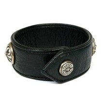 CHROME HEARTS 銀座店 クロムハーツ 海外インボイス付き オッド クロスボール レザー ブレスレット シルバー SV925 size:2 黒 94968_画像2