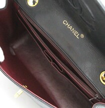 シャネル CHANEL ヴィンテージ マトラッセ シングルフラップ チェーンショルダーバッグ ラム 黒 G金具 【65267】_画像8