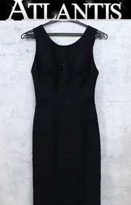 [ wide tail shop ] Vintage Chanel CHANELlinen no sleeve One-piece here button 97S size34 [13978]