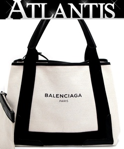 バレンシアガ BALENCIAGA ネイビーカバス スモール 2WAYバッグ 白 キャンバス 【65020】