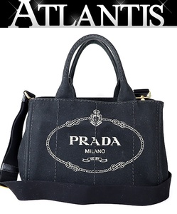 【広尾店】プラダ PRADA カナパ トートバッグ PM 2WAYバッグ キャンバス 黒 1BG439 【14018】