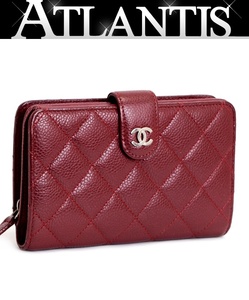 シャネル CHANEL マトラッセ 二つ折り 財布 キャビア ボルドー S金具 15番 【65508】