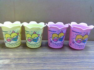 D71[ Sanrio /kikiraraki Kirara ] plastic glass 4 piece ( pink 2 piece * yellow 2 piece ) set 