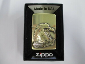 ZIPPO ジッポー HARLEYDAVIDSON ハーレーダビッドソン イーグルメタル貼り ゴールド 詳細不明 激安1円スタート