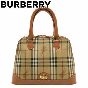 良品　Burberry バーバリー　ハンドバッグ　ノバチェック　シャドーホース　PVC レザー